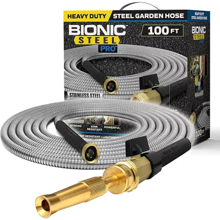 Bionic Steel Heavy Duty Pro Stainless Steel Garden Hose 5/8 in x 100 ft. Garden Hoses