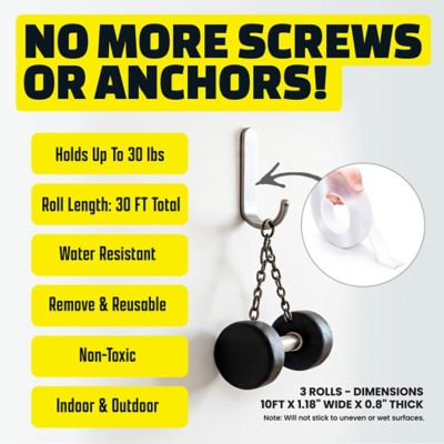 Image showing  1.18 in. x 10 ft. Multi-Surface Double-Sided Tape, 3-Pack