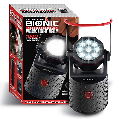 Bell & Howell Bionic Work Light Beam - 1000 Lumens 9 Super Bright LED Rechargeable Handheld Work Light