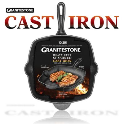 Granitestone 10.25 in. Pre-Seasoned Cast Iron Square Grill Pan