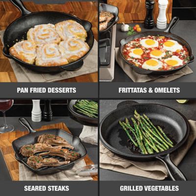 Image showing 6 th Granitestone 10.25 in.Round Pre-Seasoned Cast Iron Skillet