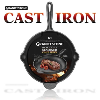 Granitestone 12 in. Round Pre-Seasoned Cast Iron Skillet