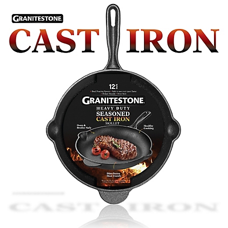 Granitestone 12 in. Round Pre-Seasoned Cast Iron Skillet