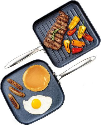 Granitestone 2-Piece 10.5 in.Hard-Anodized Aluminum Non-Stick Grill and Griddle Pan Set