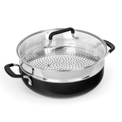 Granitestone Non-Stick Aluminium Everyday Pan with Steamer and Lid - Black