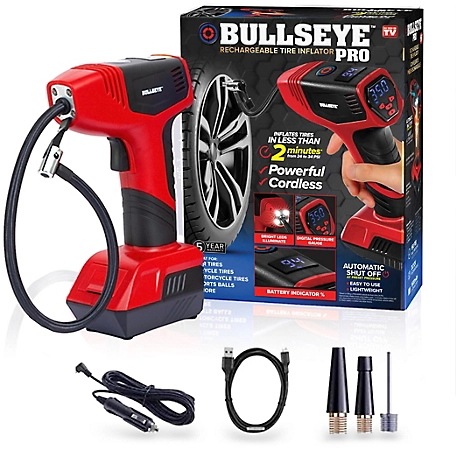 Bullseye Pro 12V 150-PSI Rechargeable Tire Inflator, Air