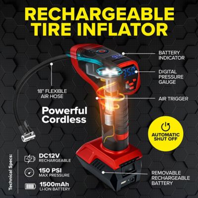 Image showing  12V Pro 150-PSI Rechargeable Tire Inflator, Air Compressor