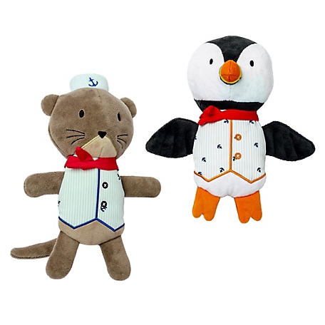 FurHaven 2 pc. Nautical Collection Dapper Dandies Plush Dog Toy Set, Otter and Puffin