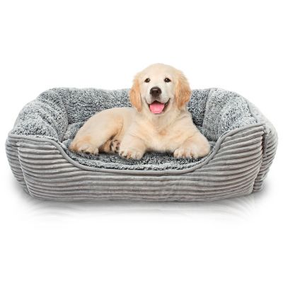 Precious Tails Super Plush Corduroy Sherpa Bolster Pet Bed