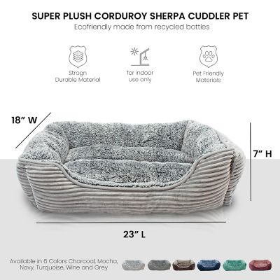 Image showing  Super Plush Corduroy Sherpa Bolster Pet Bed