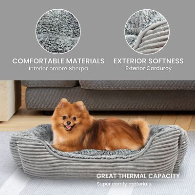 Image showing  Super Plush Corduroy Sherpa Bolster Pet Bed