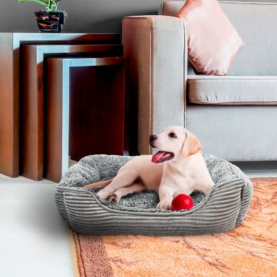 Image showing  Super Plush Corduroy Sherpa Bolster Pet Bed