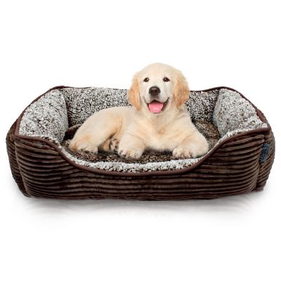 Precious Tails Super Plush Corduroy Sherpa Bolster Pet Bed