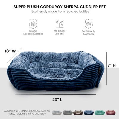 Image showing  Super Plush Corduroy Sherpa Bolster Pet Bed