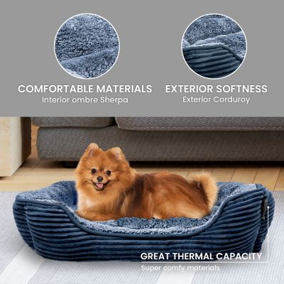 Image showing  Super Plush Corduroy Sherpa Bolster Pet Bed