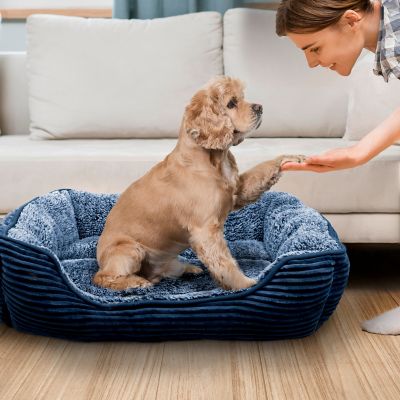 Image showing  Super Plush Corduroy Sherpa Bolster Pet Bed