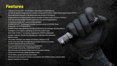 Image showing 9 th Nitecore 3,000-Lumen Rechargeable Flashlight