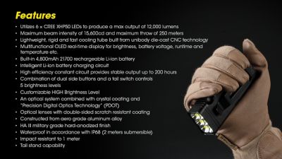 Image showing 12 th Nitecore 12,000-Lumen Rechargeable Flashlight