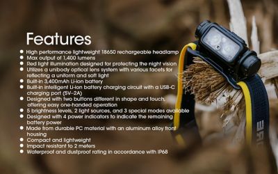 Image showing 9 th Nitecore 1,400-Lumen Lightweight USB-C Rechargeable Headlamp