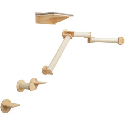 Image showing  Wall-Mounted Cat Perch Set 6 with Scratching Posts and Steps