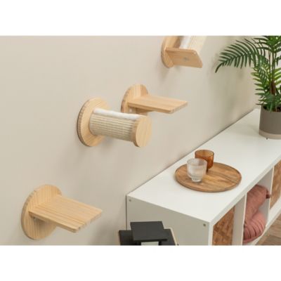 Image showing  Wall-Mounted Cat Perch Set 6 with Scratching Posts and Steps