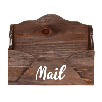 Image showing  Wooden Decorative Envelope Shaped Desktop Letter Holder, Bills Organizer, Storage Box, Crate with 'Mail' Script