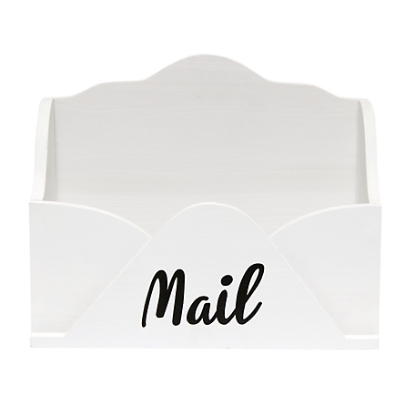 Elegant Designs Wooden Decorative Envelope Shaped Desktop Letter Holder, Bills Organizer, Storage Box, Crate with "Mail" Script