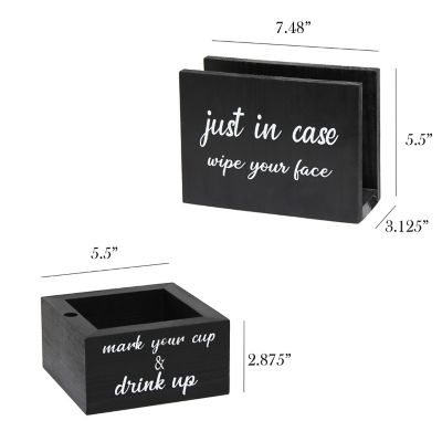 Image showing  Portable Kitchen Caddy 'Just in Case, Wipe Your Face' Napkin Holder & 'Mark Your Cup & Drink Up' Cup Holder Set