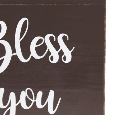 Image showing  Decorix Farmhouse Square Wooden Decorative Tissue Box Cover with Bless You Script and Sliding Base