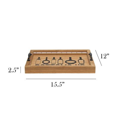 Image showing  Salento Farmhouse Rectangular Decorative LED Light Up Wooden Serving Tray with Metal Handles, Natural