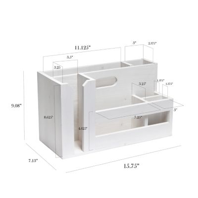 Image showing  Wooden Flatware and Utensils Caddy Condiment Organizer with Cutout Handle and Multiple Compartments