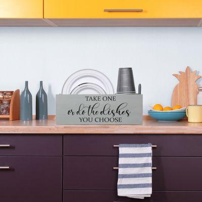 Elegant Designs Farmhouse Wooden Kitchen Countertop Organizer "Take One Or Do the Dishes You Choose" Script and Marker Slot