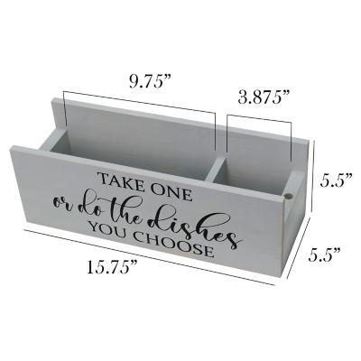 Image showing  Farmhouse Wooden Kitchen Countertop Organizer with Take One Or Do the Dishes You Choose Script and Marker Slot