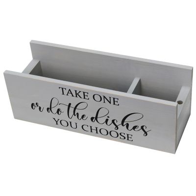 Image showing  Farmhouse Wooden Kitchen Countertop Organizer with Take One Or Do the Dishes You Choose Script and Marker Slot