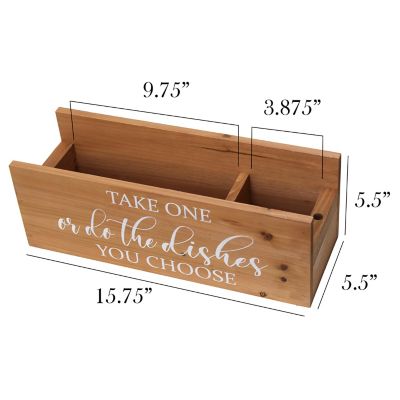 Image showing  Farmhouse Wooden Kitchen Countertop Organizer with Take One Or Do the Dishes You Choose Script and Marker Slot