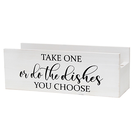 Elegant Designs Farmhouse Wooden Kitchen Countertop Organizer "Take One Or Do the Dishes You Choose" Script and Marker Slot