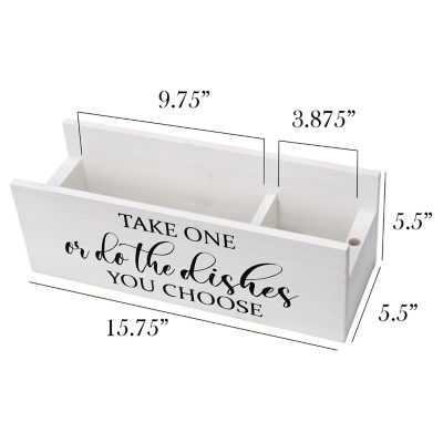 Image showing  Farmhouse Wooden Kitchen Countertop Organizer with Take One Or Do the Dishes You Choose Script and Marker Slot