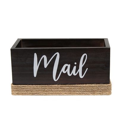 Elegant Designs Mail Holder, Bills and Letter Storage, Sorter with Wrapped Roped Bottom, Cutout Handles, and "Mail" Script