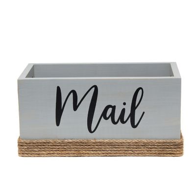 Elegant Designs Mail Holder, Bills and Letter Storage, Sorter with Wrapped Roped Bottom, Cutout Handles, and 'Mail' Script