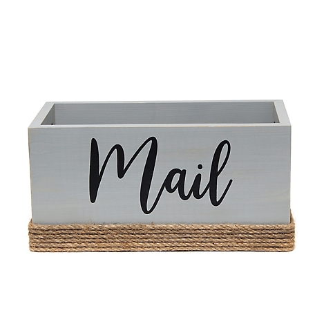 Elegant Designs Mail Holder, Bills and Letter Storage, Sorter with Wrapped Roped Bottom, Cutout Handles, and "Mail" Script