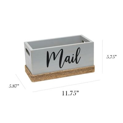Image showing  Mail Holder, Bills and Letter Storage, Sorter with Wrapped Roped Bottom, Cutout Handles, and 'Mail' Script