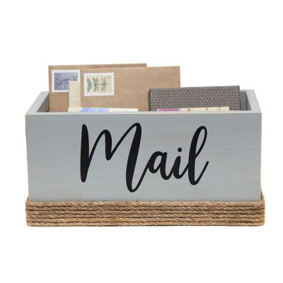 Image showing  Mail Holder, Bills and Letter Storage, Sorter with Wrapped Roped Bottom, Cutout Handles, and 'Mail' Script