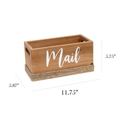 Image showing  Mail Holder, Bills and Letter Storage, Sorter with Wrapped Roped Bottom, Cutout Handles, and 'Mail' Script