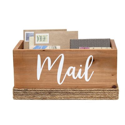 Image showing  Mail Holder, Bills and Letter Storage, Sorter with Wrapped Roped Bottom, Cutout Handles, and 'Mail' Script