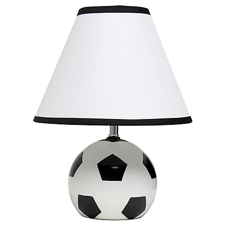Simple Designs Sportslite Athletic Sports Ceramic Bedside Table Desk Lamp with White Empire Fabric Shade, 11.5 in.