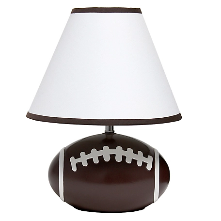 Simple Designs Sportslite Athletic Sports ft.ball Base Ceramic Bedside Table Desk Lamp with White Empire Fabric Shade, 11.5 in.