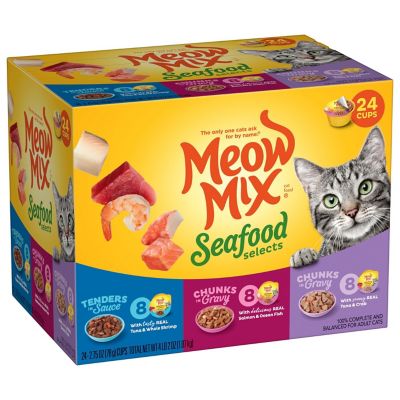 Image showing 6 th Meow Mix Seafood Selects Wet Cat Food Variety pk., 24 Cups, 2.75 Oz.