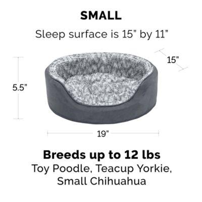 Image showing  Two-Tone Fur & Suede Oval Dog Bed- Gray
