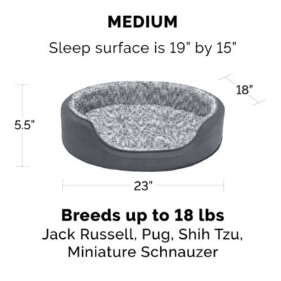 Image showing  Two-Tone Fur & Suede Oval Dog Bed- Gray