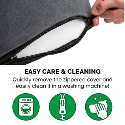 Image showing 6 th FurHaven Two-Tone Fur & Suede Oval Dog Bed- Gray